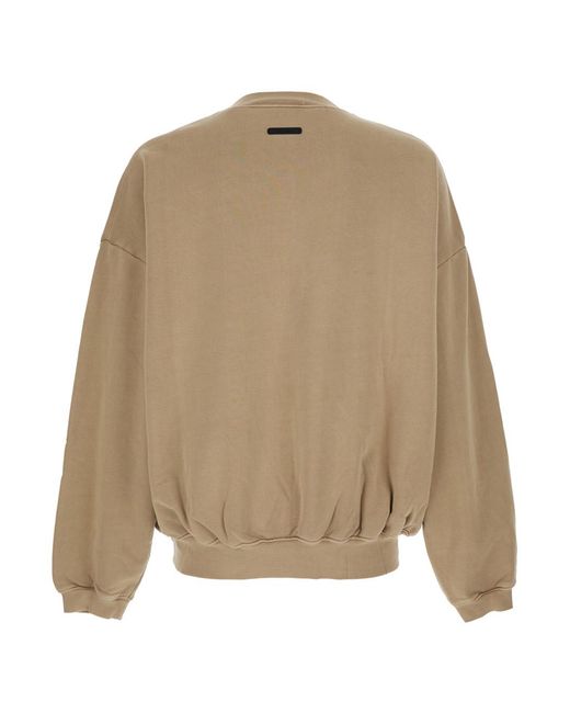 Fear Of God Natural Crewneck Sweatshirt With Dropped Shoulders And Maxi Logo Lettering On The Front for men