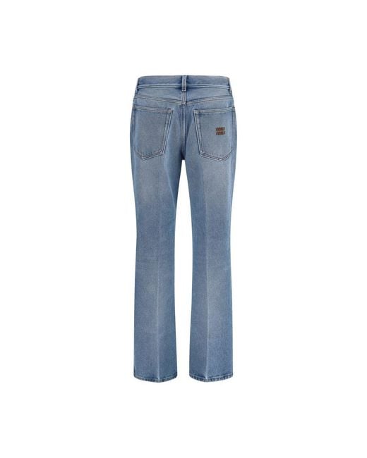 Miu Miu Blue Cotton Relaxed Fit Jeans