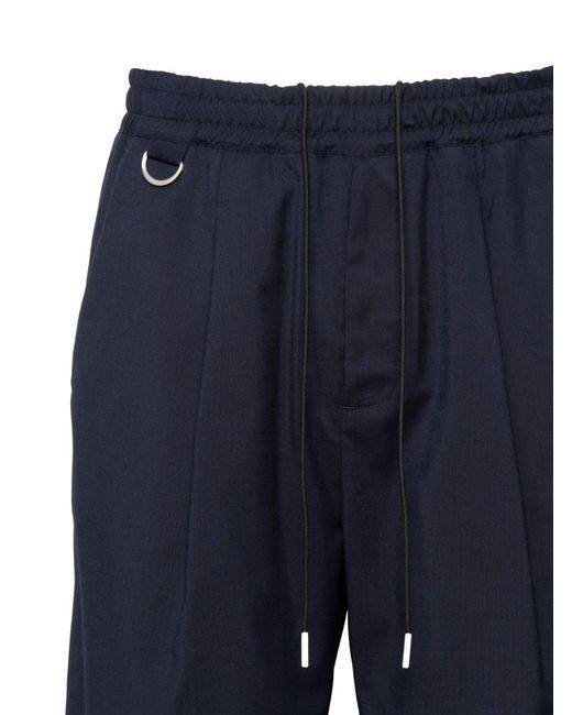 Low Brand Blue Virgin Wool Bermuda Shorts With Elasticated Waistband And Single Pleat for men