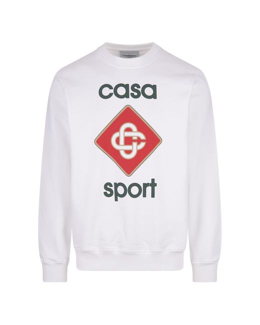 Casablancabrand White Casa Sport Crew Neck Sweatshirt for men