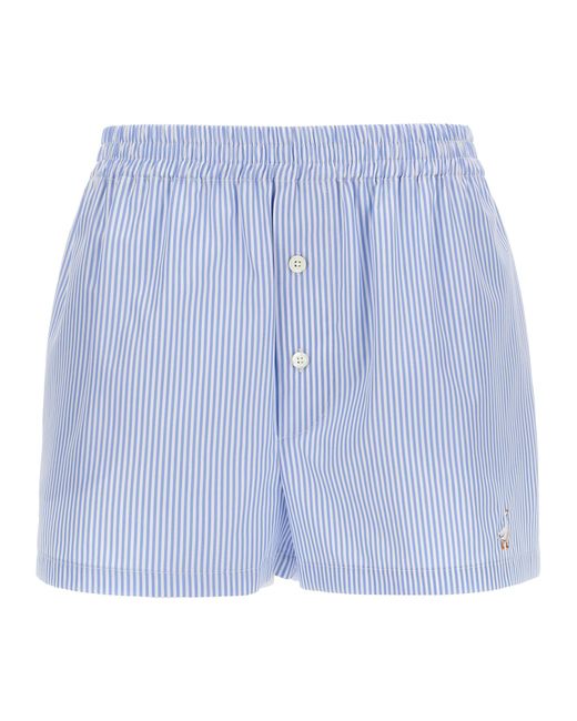 Moschino Blue Striped Cotton Poplin Boxer Shorts