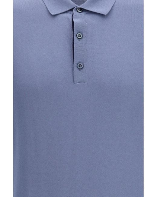 Moorer Blue Cotton Polo Shirts for men