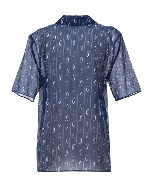 Tory Burch Blue Paisley Print Shirt Cotton