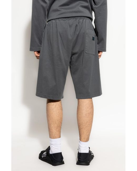 Dolce & Gabbana Gray Cotton Shorts With Logo Appliqué for men