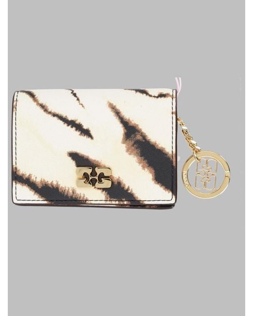 Ganni Metallic Card Holder Bou Recycled Polyester Wallets & Purses