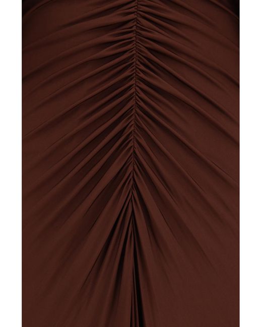 Self-Portrait Brown Jersey Midi Dress Viscose; Elastane