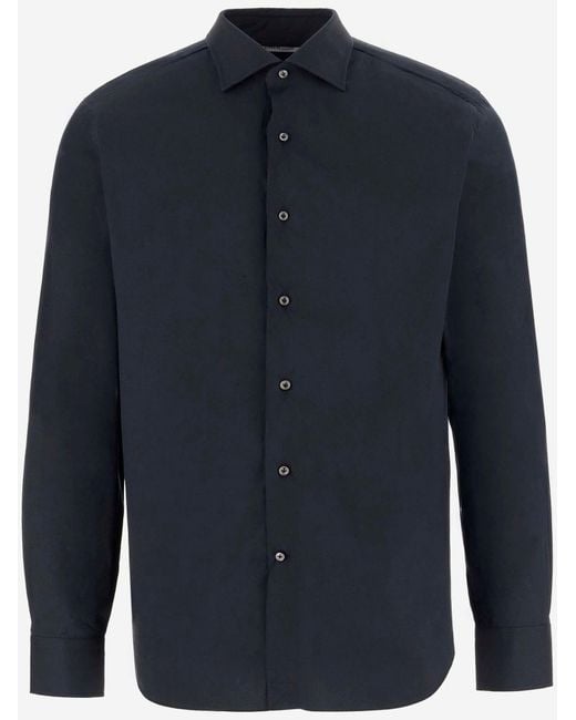 Alessandro Gherardi Blue Shirt Stretch Cotton-Blend for men