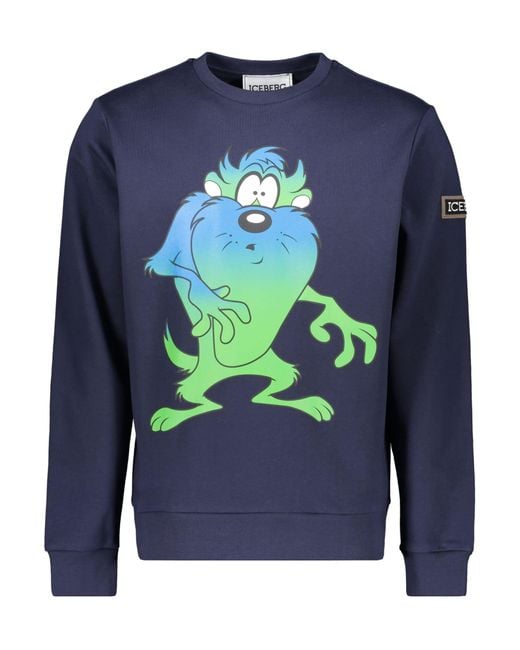 Iceberg Blue Printed Cotton Sweatshirt for men