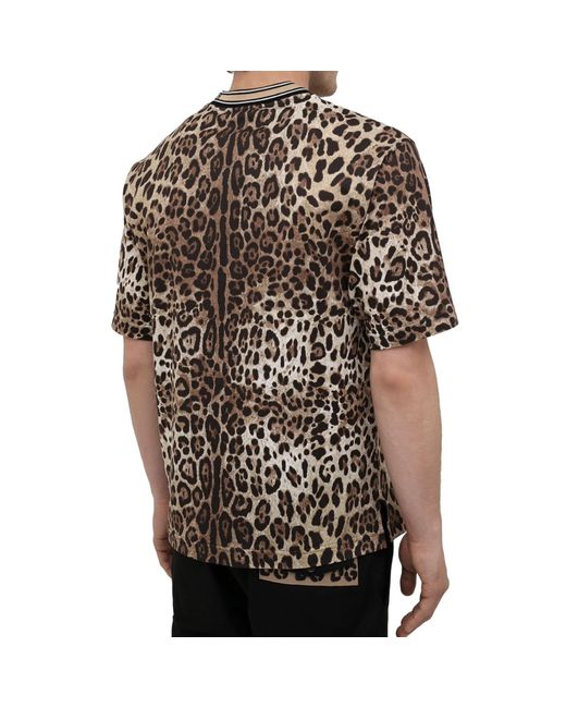 Dolce & Gabbana Multicolor Leopard Print T Shirt for men