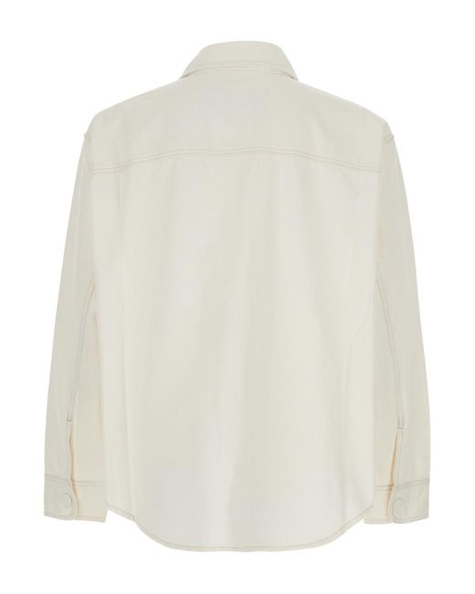 AMI White Cotton Shirt With Adc Embroidery for men