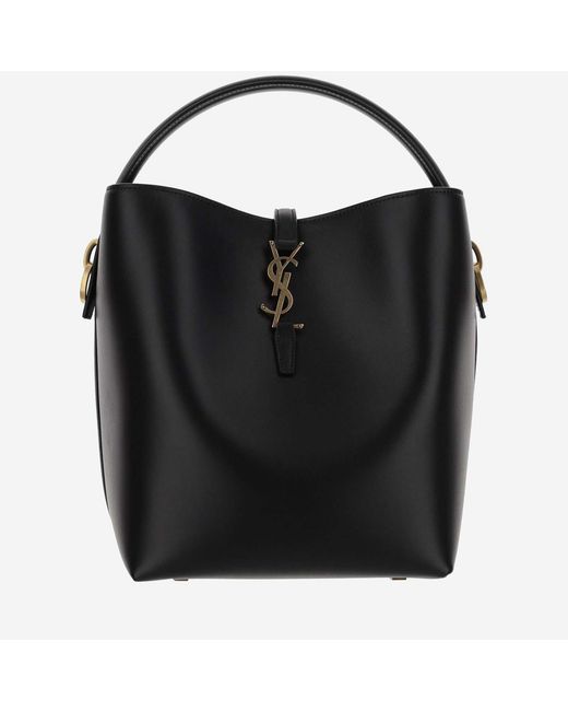 Saint Laurent Black Glossy Leather Shoulder Bag