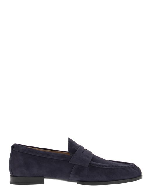 Tod's Blue Suede Leather Moccasin for men