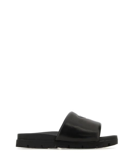 Prada Black Nappa Leather Slippers for men