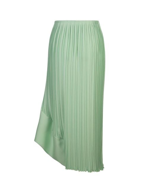 Lanvin Green Satin Asymmetrical Midi Skirt