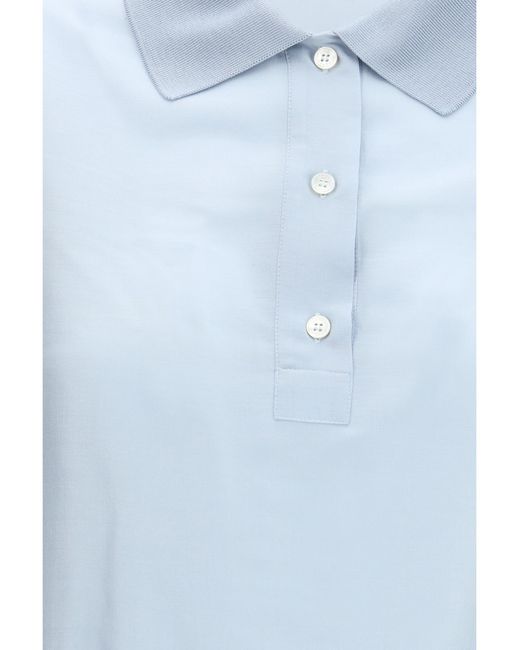Jacob Cohen Blue Short-Sleeve Blouse Wool Ovis Aries; Silk Shirt