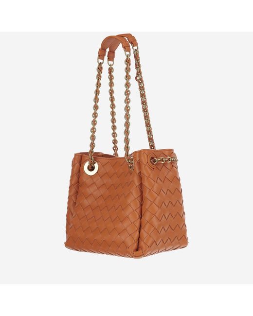 Bottega Veneta Brown Small Leather Parachute Bag Lambskin Shoulder