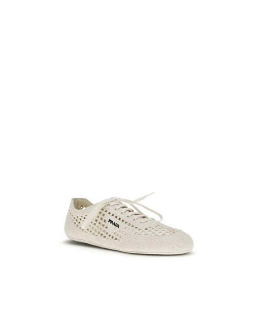 Prada White Fabric Low Top Sneakers