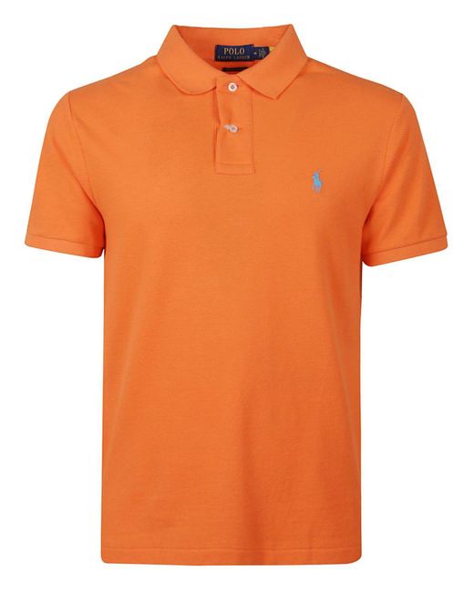 Ralph Lauren Orange Logo Embroidered Polo Shirt for men
