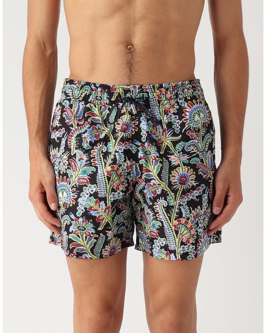 Etro Black Paisley Print Logo Swim Shorts Clothing Beachwear for men