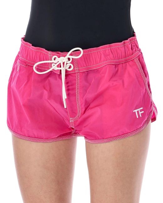 Tom Ford Pink Technical Crickle Nylon Running Shorts