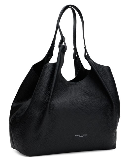 Gianni Chiarini Black Tote Bag Dua Calfskin
