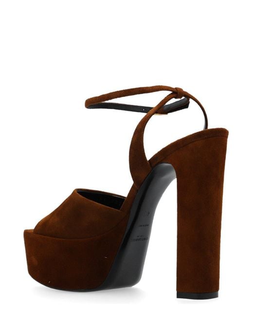 Saint Laurent Brown Jodie Almond Toe Platform Sandals