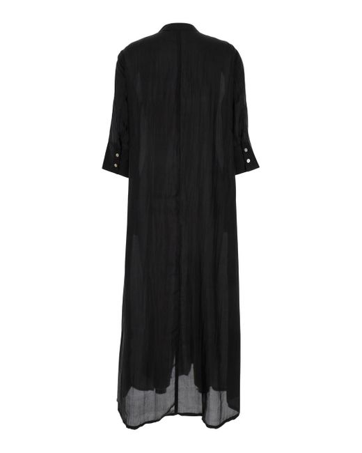 THE ROSE IBIZA Black Long Dress With Mother-Of-Pearl Buttons