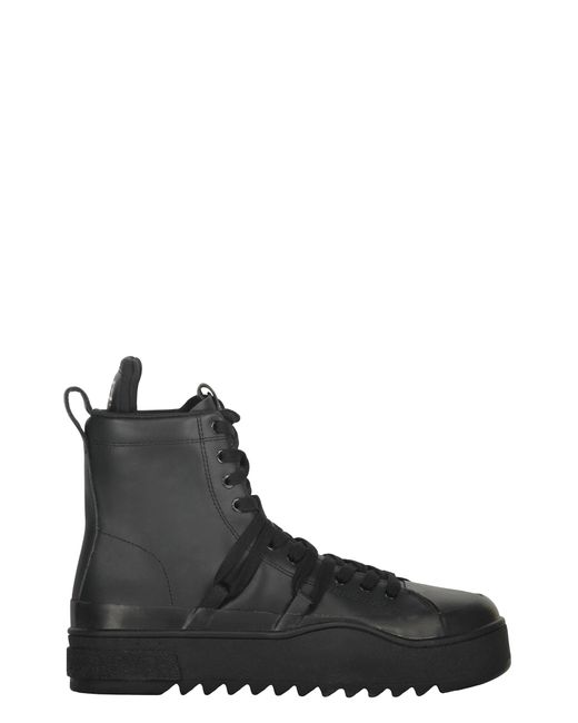 DIESEL Black High-Top Leather Sneakers for men