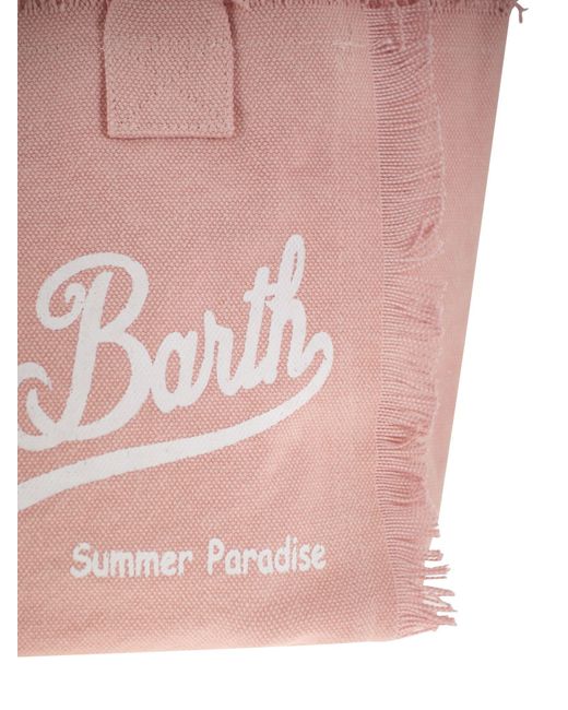 Mc2 Saint Barth Pink Colette Fringed Canvas Bag