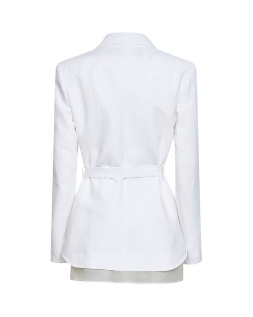 Blanca Vita White Viscose And Linen Goody Belted Blazer