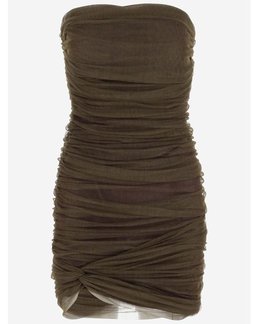 Saint Laurent Green Dress Tulle Bustier Silk