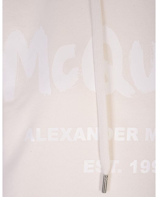 Alexander McQueen White Calico Mcqueen Graffiti Hoodie