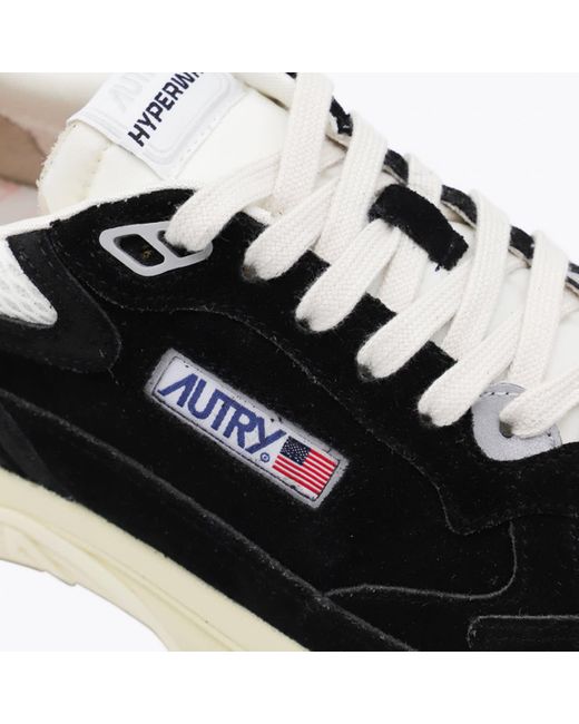 Autry Black Leather Hyperway Sneakers for men