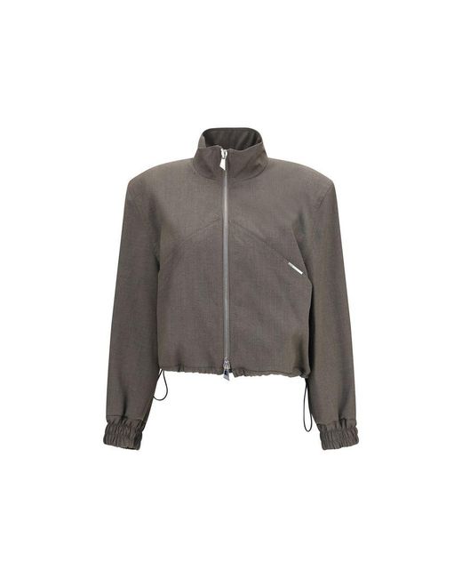 The Attico Gray Brown Wool Oves Aries Bomber