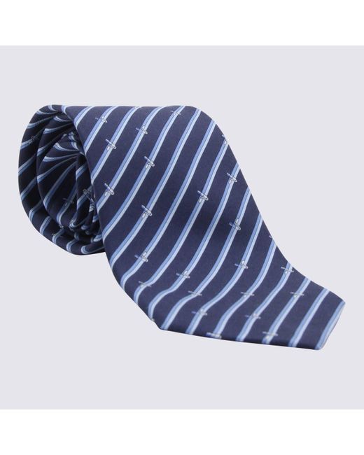 Ferragamo Blue Light And Dark Silk Tie for men