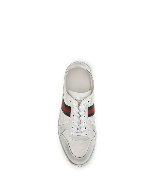 Gucci White Stretch Leather Sneakers for men