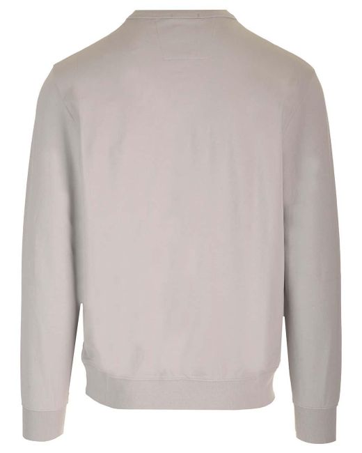 C P Company White Stretch Fleece Long-Sleeved Sweatshirt for men
