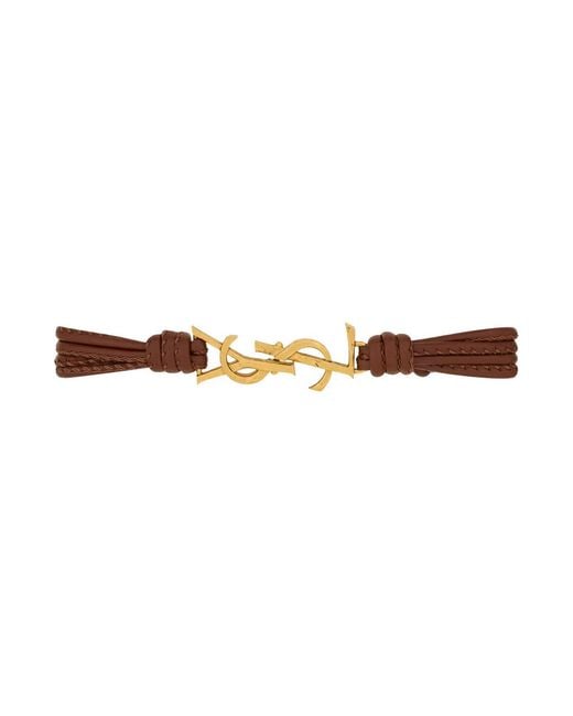 Saint Laurent White Bracelet Cassandre Nappa Leather And Metal Bracelets