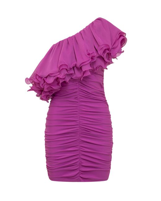 ROTATE BIRGER CHRISTENSEN Purple Chiffon Asymmetric Dress