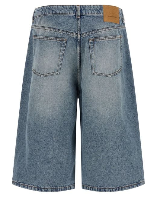 AMI Blue Cotton Bermuda Shorts for men