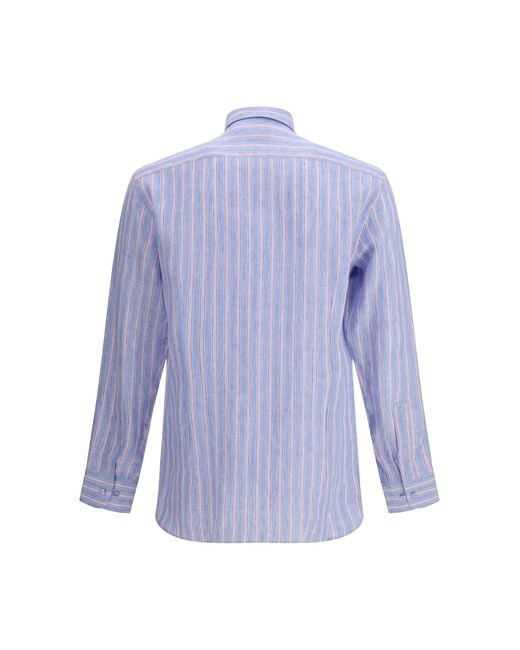 Etro Purple Striped Linen Shirt for men