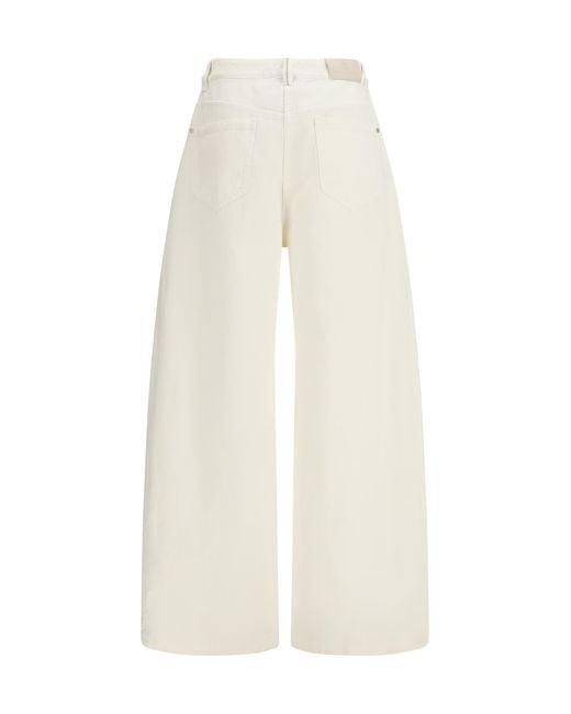 Brunello Cucinelli White Wide-Leg Pants Cotton