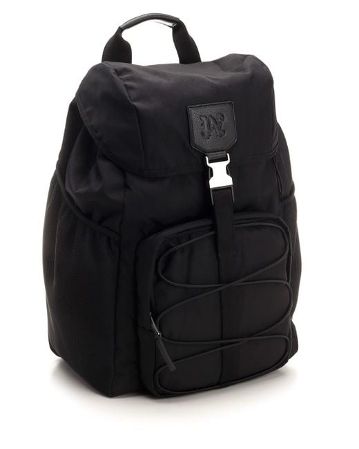 Palm Angels Black Flap Backpack for men