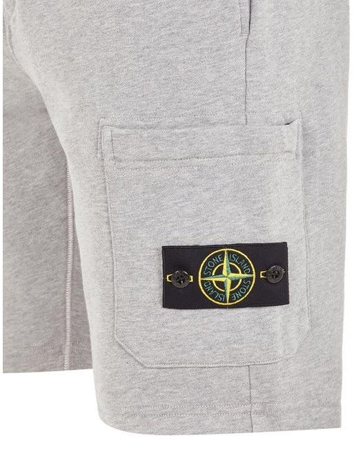 Stone Island Gray Fleece Bermuda Shorts Cotton for men