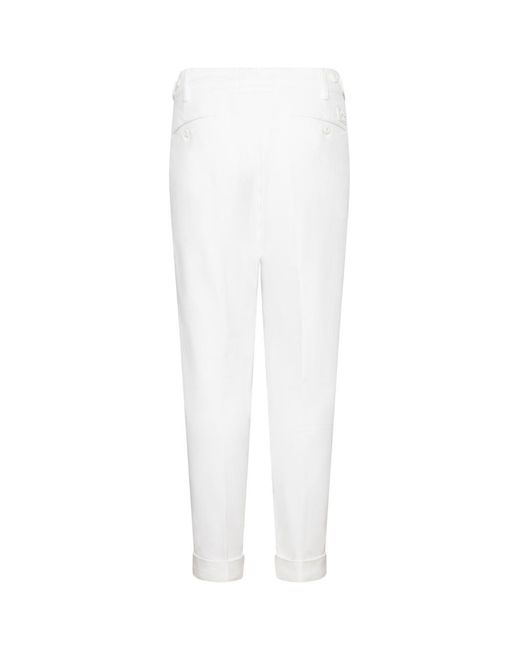 Jacob Cohen White Stretch Cotton Chino Trousers With Front Darts And Rolled Hem for men