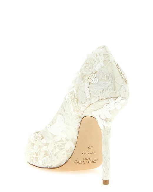 Jimmy Choo White Tencel High Heel Pumps