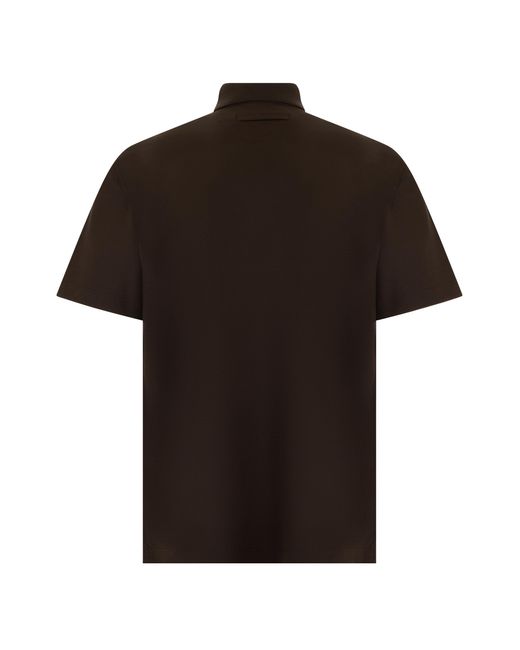 Zegna Black Polo Shirt Short Sleeve Cotton for men