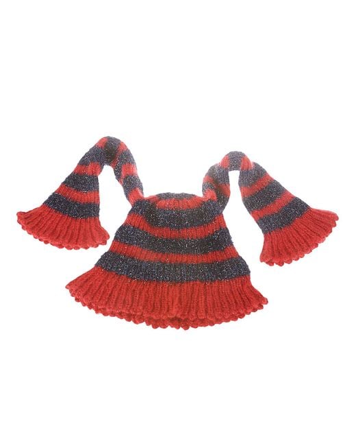 Chopova Lowena Stripe Hat in Red | Lyst