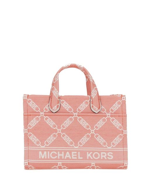 Michael Kors Pink Small Gigi Monogram Jacquard Tote Bag