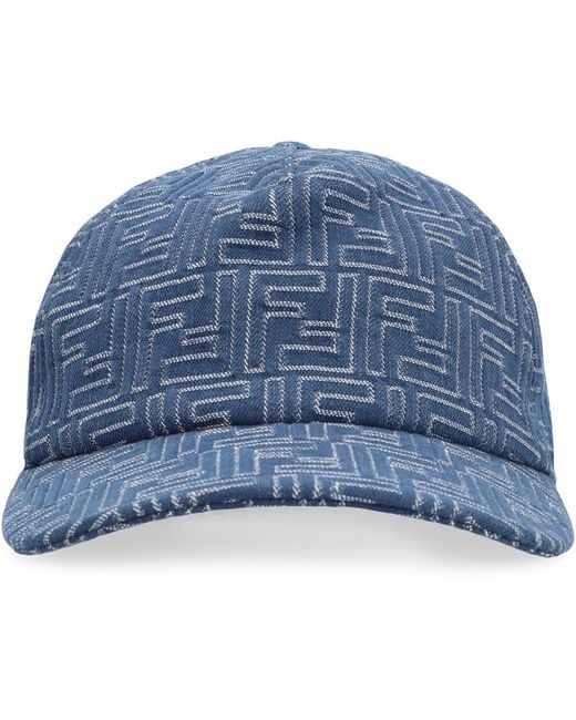 Fendi Blue Baseball Cap Denim Cotton Hat for men